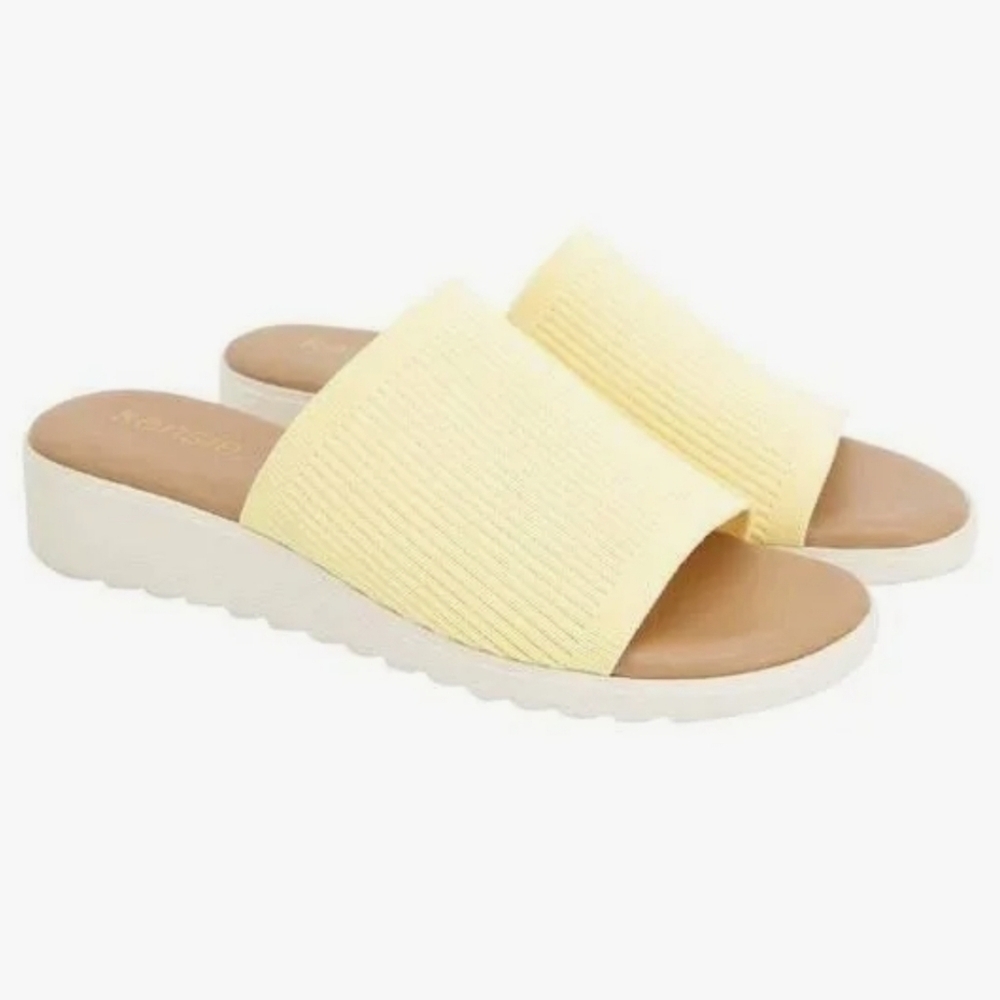 Kensie Women’s Ellie Knit Slip On Slide Sandals Yellow Size 10 Women's NWT